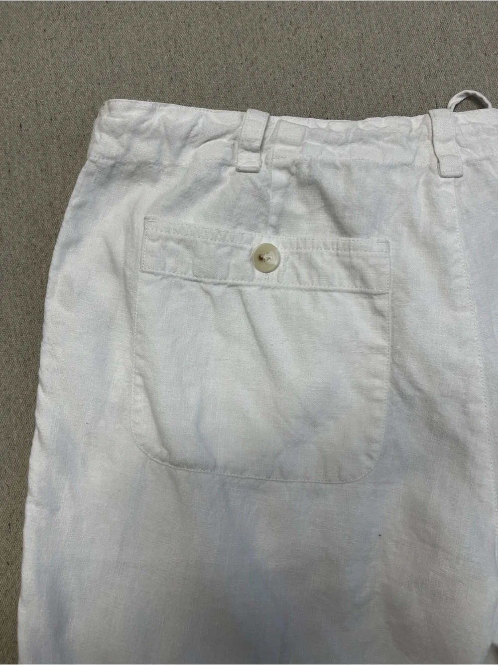 Banana Republic White Linen Drawstring Pants Women’s Size 12 Wide Leg